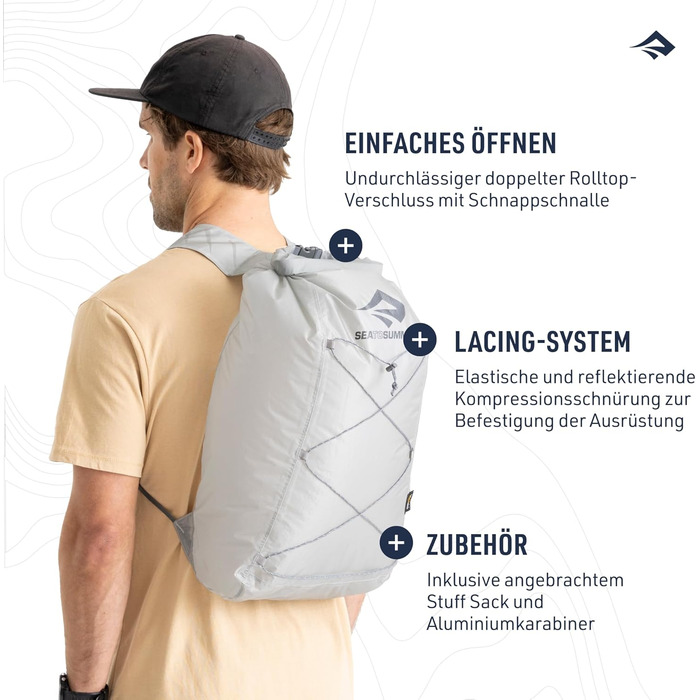 Sea to Summit Ultra-Sil Dry — водонепроникний ультралегкий рюкзак із Cordura 30D, компактний, з рулонною застібкою та світловідбивним шнуром