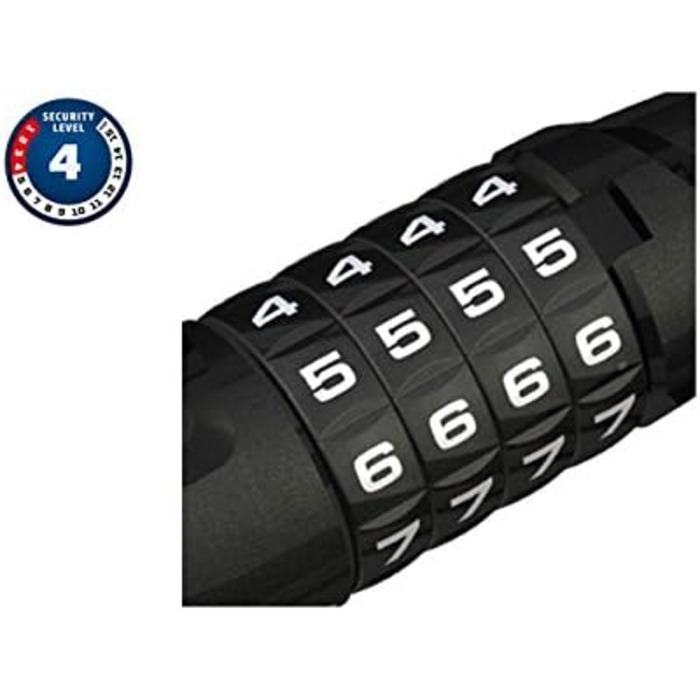 Велосипедний тросовий замок ABUS Tresor 6512C/180 SCMU з кодовим механізмом, комплект з кріпленням, чорний, 12 мм, рівень безпеки 4 – для бюджетних велосипедів або як додатковий замок