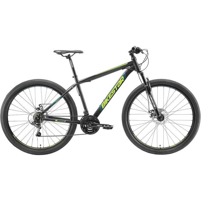 Гірський велосипед BIKESTAR Hardtail Shimano 21 швидкісна передача, дискове гальмо 26, шини 27.5, 29 дюймів 15 17 19-дюймова рама MTB Кадр 15 (Кадр 19', 29 чорний)