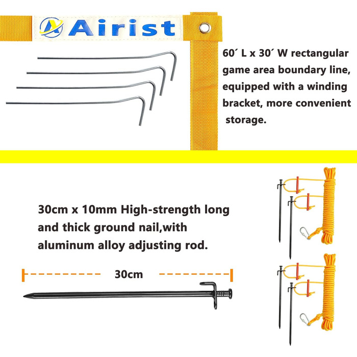 Міцна вулична волейбольна сітка Airist із системою запобігання старінню, регульовані алюмінієві стовпи, професійний волейбольний набір сіток для саду та пляжу, волейбольна та сумка-тоут