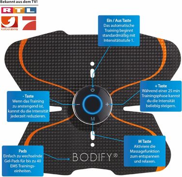 Bodify® EMS тренажер для стимуляції м'язів преса – електростимулятор для тренування преса, нарощування м'язів живота для чоловіків і жінок, оригінал
