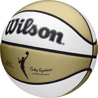 Жіноча пам'ятна серія WILSON WNBA Баскетбольні м'ячі, офіційні баскетбольні м'ячі та розміри (розмір 6 - 28.5', золотий / білий)