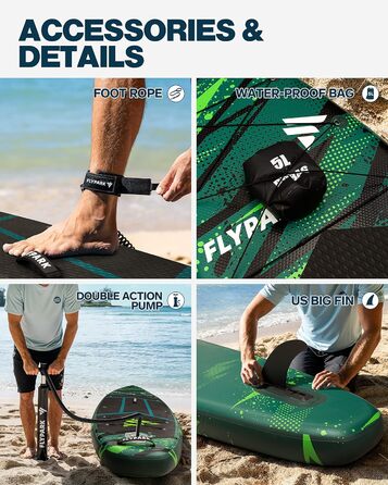 Надувна SUP-дошка Flypark 335x86x15 см, широка, для йоги, з рюкзаком 116 л, 15 D-кілець, ременем, 3 знімними плавниками, насосом
