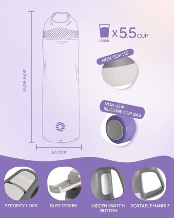 Термобутилка FEIJIAN FJbottle 550 мл з щіткою, фіолетова, нержавіюча сталь