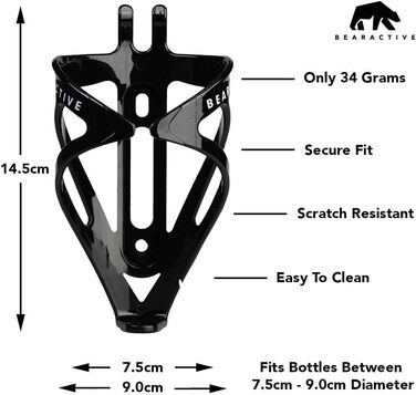 Клітка для пляшки Bearactive з пляшкою 750 мл, ковпачок з клапаном, чорна