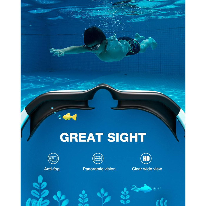 Окуляри для плавання ZIONOR Kids Swim Cap, Окуляри для плавання G1MINI Polarized Anti Fog із захистом від ультрафіолету для дівчаток і хлопчиків (8-14 років) (BlackWhite-Clear-No Polarized, чорна шапочка для плавання)