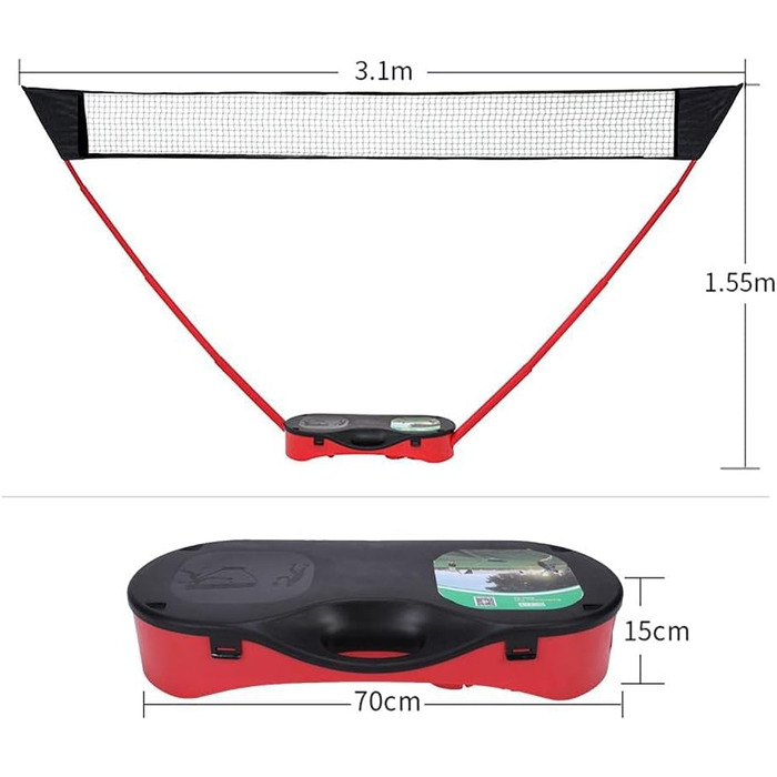 Портативний набір сіток для бадмінтону з сіткою Сітка для бадмінтону з окремо стоячою основою для саду Відкритий теніс у приміщенні Волейбольна сітка Червона