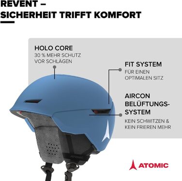 Гірськолижний шолом ATOMIC Revent - Унісекс для дорослих - Індивідуальний крій для точної посадки - Чудовий захист від ударів - Інноваційна система вентиляції (Синій, 51-55 см)