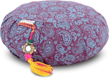 Подушка для медитації Yoga Shop Подушка для йоги Paisley Zafu 15см Подушка для йоги Чохол для підлогової подушки, яку можна прати Подушка для сидіння для йоги з органічним наповнювачем з гречаного лушпиння (фіолетовий)