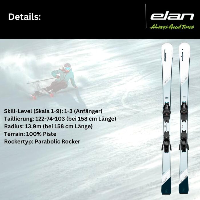 Лижі Elan Snow White 146см з кріпленням EL9.0 Grip Walk Z2,5-9