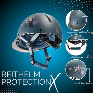 Дитячий захисний шолом для верхової їзди PFIFF ProtectionX, розмір XS/S, з вентиляцією, регульований, синій/чорний/рожевий