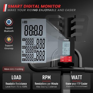 Велотренажер PASYOU S70, кардіотренування в приміщенні, велотренажер з монітором обертів, більший тримач для планшета, фітнес-велосипеди з магнітним опором 18 кг, велотренажери для дому, макс.158 кг