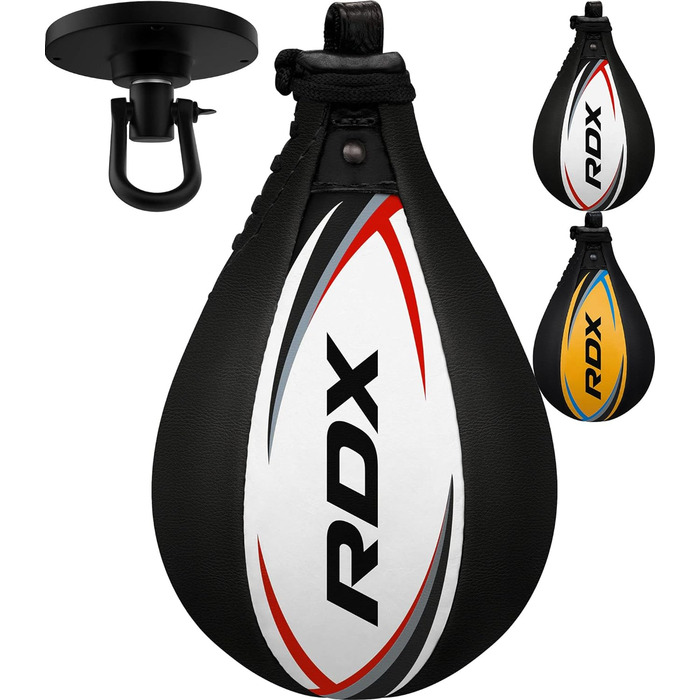 Набір шкіри для дорослих RDX Boxing Bulb, підвіс для спідболу з кронштейном, професійний боксерський боксерський мішок, тренувальне обладнання для тренування боксу з боксу зі швидкісним м'ячем білий/червоний