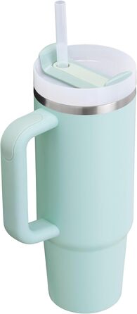 Термокружка Stanley Quencher H2.0 з ручкою, нержавіюча сталь, ізольована, з кришкою та трубочкою, для води та напоїв, бірюзова (Seafoam), 890 мл