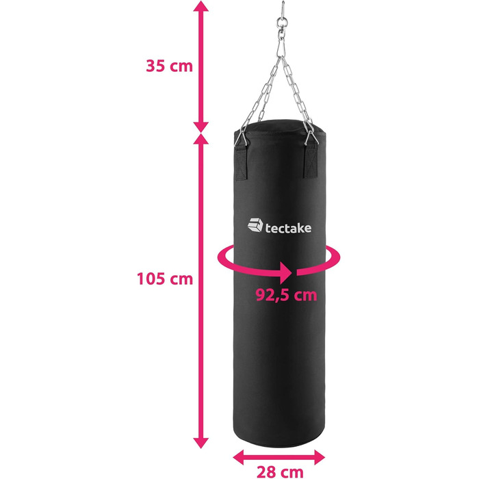 Груша боксерська TecTake 402699, 25 кг, ланцюжок, карабін, чорна