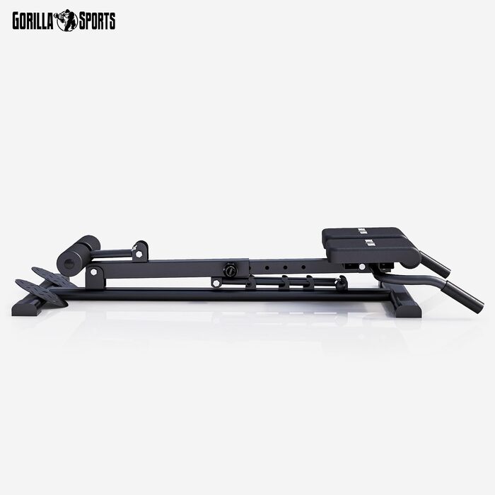 GORILLA SPORTS® Гіперекстензія для спини, складана, регульована, сталева, до 150 кг, чорна – тренажер для спини та пресу для дому