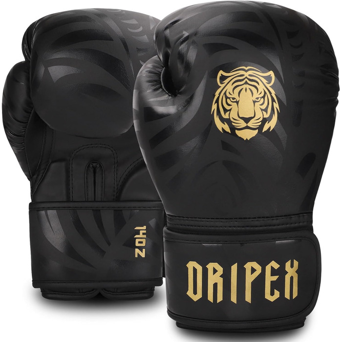 Боксерські рукавички Dripex 14 унцій, PU шкіра, золоті, для боксу, MMA, муай-тай, кікбоксингу, чоловічі, жіночі, підліткові