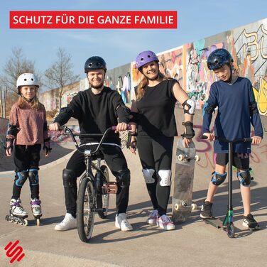 Захисний комплект для скейтборду SKATEWIZ: дитячий, підлітковий, дорослий – 6 предметів (наколінники, налокітники, захист зап'ясть), німецький виробник
