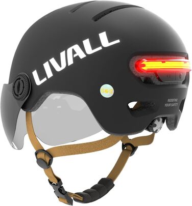 Розумний велосипедний шолом LIVALL L23 з LED-підсвіткою та знімним візором, сертифікований NTA8776 CPSC, з функцією виявлення падінь для дорослих, для електровелосипеда, самоката та щоденного використання