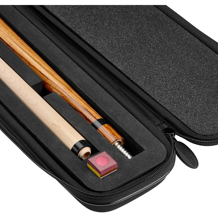 Сумка для більярду Cue Bag Casemaster Parallax 600D Oxford важка поліестерова тканина та м'яка внутрішня частина, для 1 повного кия з 2 частин (1 приклад/1 стрижень) (чорний з чорною кромкою)