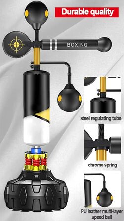 Боксерська груша LSQXSS, регульована, з основою (жовтий, дорослий)