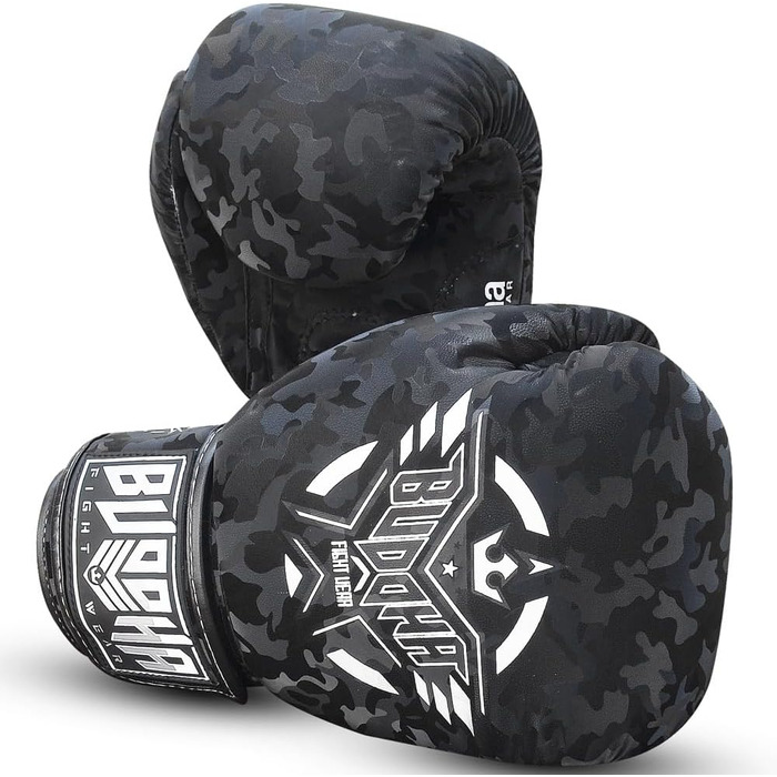 Боксерські рукавички Buddha Fight Wear для Муай Тай і кікбоксингу, тайські, високоякісна екошкіра, антибактеріальна підкладка, посилені шви, різні дизайни