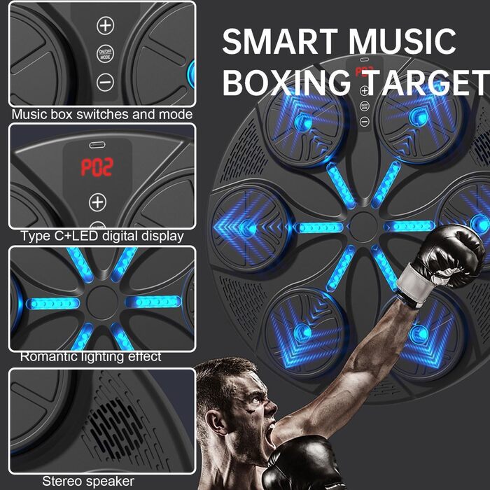Музичний Bluetooth бокс-машина для тренувань, електронна настінна ціль для боксу, тренувальне обладнання
