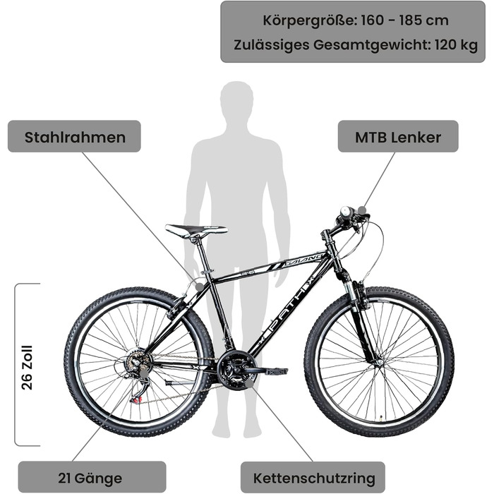 Hardtail V-Brake 46 см, 26