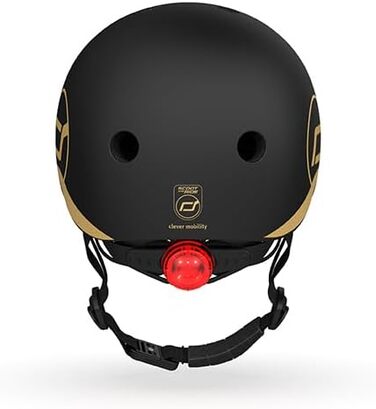 Дитячий захисний шолом Scoot & Ride XXS, чорний/золотий, з LED підсвіткою, регульований