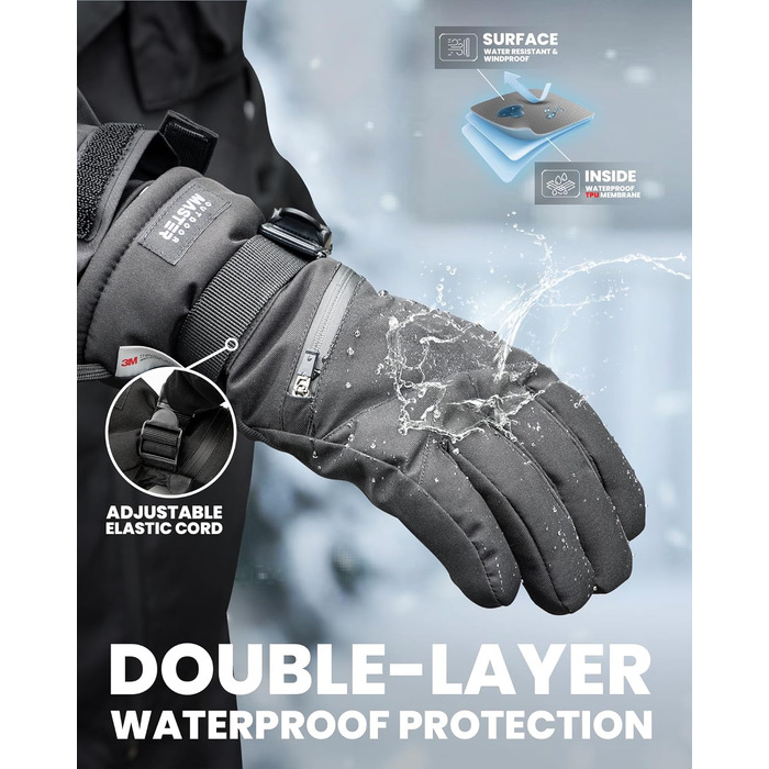 Рукавички OutdoorMaster 3M Thinsulate, водонепроникні, чорні L