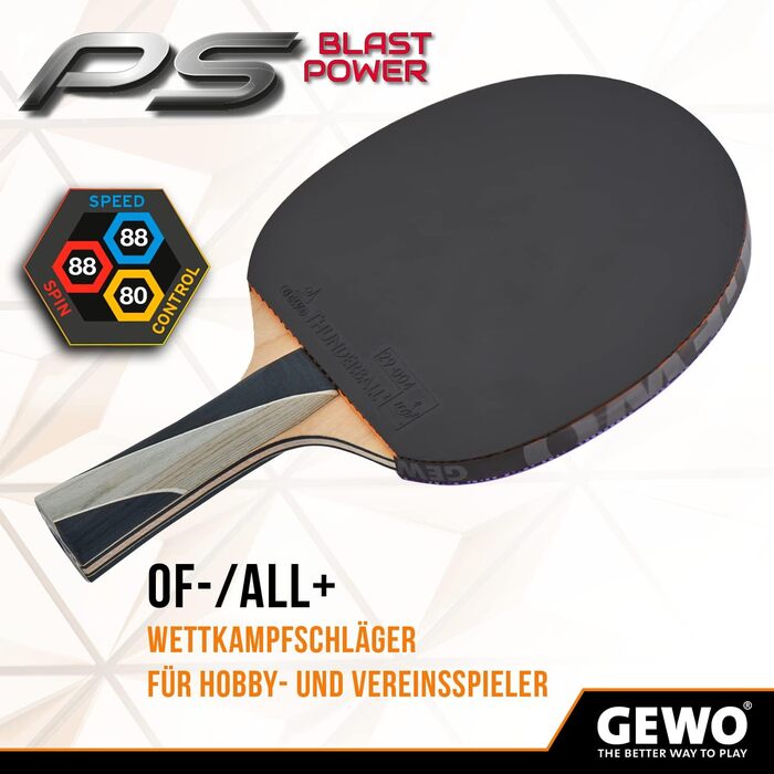 Ракетка GEWO PS Blast Power, ITTF, універсальна, увігнута, 1,8 мм