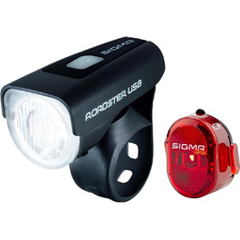 Комплект велосипедних ліхтарів Sigma Sport ROADSTER USB / NUGGET II, 25 люкс, акумуляторні, передня та задня LED фара, StVZO, чорний