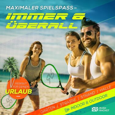 Набір ракеток Rush RS3 Speed Badminton Set 5 шт. (2 ракетки, 5 воланів, софтбол, 8 шт. розмітка поля, сумка для перенесення) Crossminton Set - Turbo Badminton Set - Швидкісний набір для бадмінтону (3rd Green)