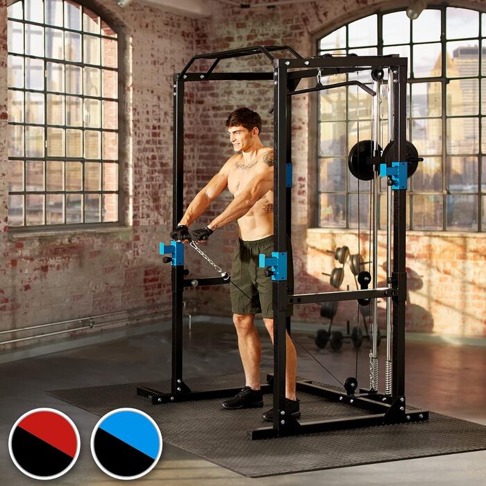 Силова станція tectake Power Rack для фітнесу, турнік подвійний, міцна сталева рама