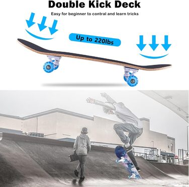 Скейтборд 31'x8 Круїзер, 8-шар., ABEC-11, Double Kick, Blue-L