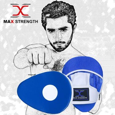 Боксерські рукавички і педи Focus MAXSTRENGTH, синій/білий, 227 г