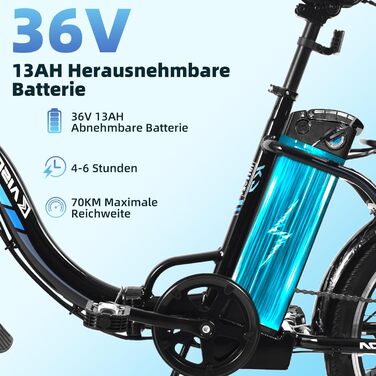 Електровелосипед  KAISDA 20 E-Bike 250 Вт, 36 В 13 Ач, до 100 км, 7 швидкостей