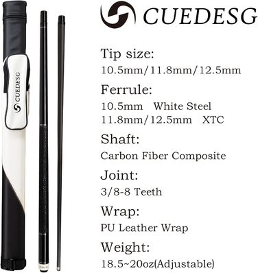 Ремінець шкіряний CUEDESG qs Billiard Cue чорний 10,5 мм