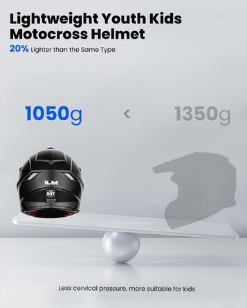 Дитячий мотокросовий шолом ILM Z705 з окулярами, маскою і рукавицями, ECE, матовий чорний, розмір M