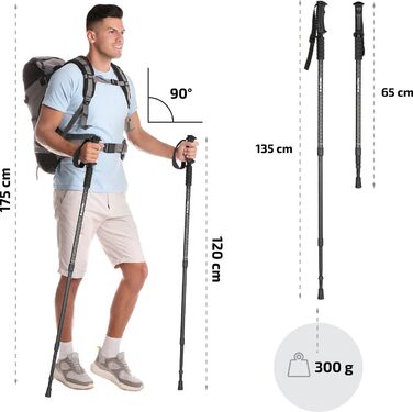 Туристичні палиці Outtec, скандинавські, телескопічні 65-135см, складні