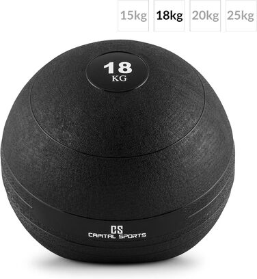Медбол CAPITAL SPORTS Groundcracker, фітнес м'яч для кросфіту, слембол, вага 4-25 кг, пісок/залізо, для тренувань сили, витривалості та координації, зносостійкий, миється