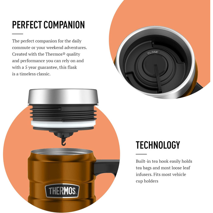 Термокружка Thermos SK1000, нержавіюча сталь, коричнева, 470 мл