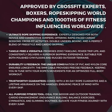 Скакалка Elevate Speed Rope MAX професійна, міцний ПВХ з нейлоновим осердям, 5 мм, довжина до 3 м, надміцні ручки