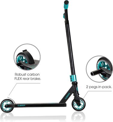 Молодіжний трюковий самокат Globber унісекс Gs 720 Kick Scooter One size чорно-бірюзовий