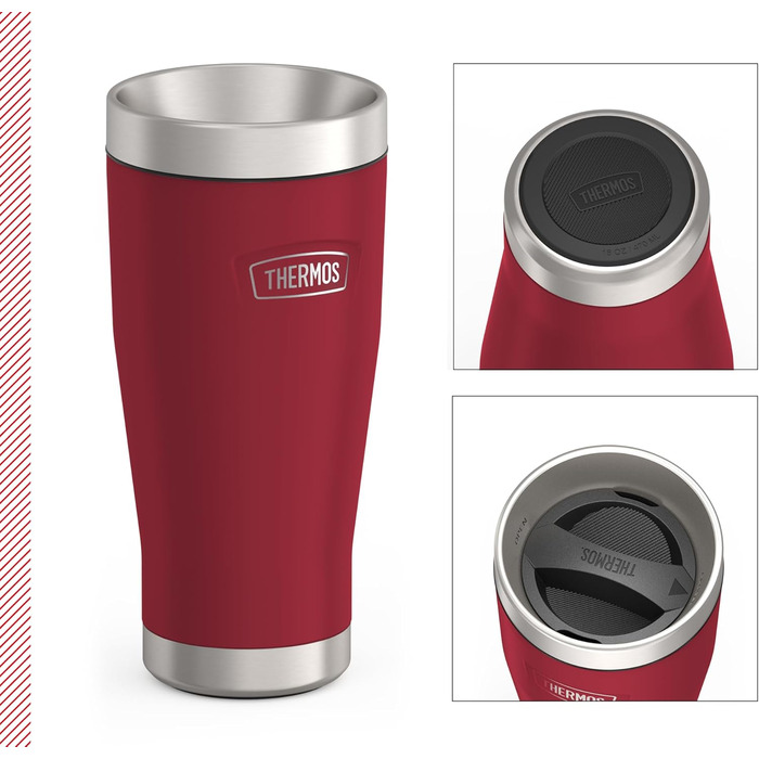 Термокружка Thermos ICON 470 мл, червона, нержавіюча сталь, ізольована, для кави, тримає тепло 7 годин, холод 22 години, герметична, BPA-free, можна мити в посудомийці