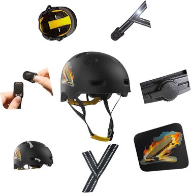 Шолом Crazy Safety Rampage Orange Schlange для велосипеда, скейтборда, роликів і BMX, регульований, розмір M (54-57 см), для чоловіків, жінок і дітей