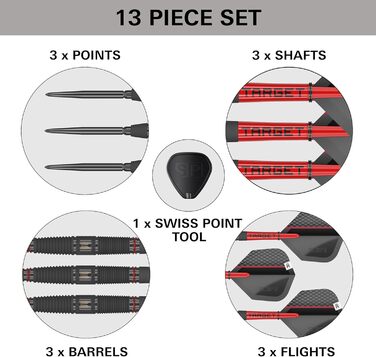 Приціл Swiss Point Steeldarts 90 вольфрам, червоний/чорний 23G