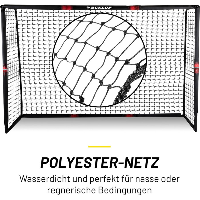 Футбольні ворота Dunlop - Футбольні ворота 240 x 160 x 85 см - Футбольні ворота - Футбольні ворота для садових дітей та дорослих - Футбольні тренувальні аксесуари для приміщень та вулиці - Метал - Чорний/Червоний