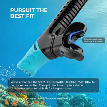 Набір трубок для дорослих - Маска для дайвінгу Taucherbrie Dry Snorkel with Breath Easy Airfow Tech & Anti-Fog Design для чоловіків і жінок (поставляється з додатковим мундштуком) (Чорний, Зелений, L), 2RISE SN02