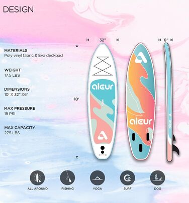 Надувна SUP-дошка Explorer 2020, комплект із рюкзаком, антиковзке покриття, весло, насос, повідок, універсальна, стильна, портативна, пастель